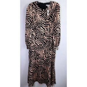Chelsea28 Zebra Print Maxi Dress Long Sleeve Party Cocktail Dress‎ S Lined